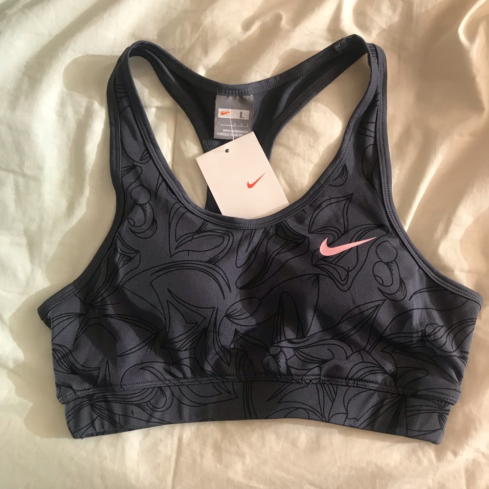 Nike Grey Floral Print Sports Bra